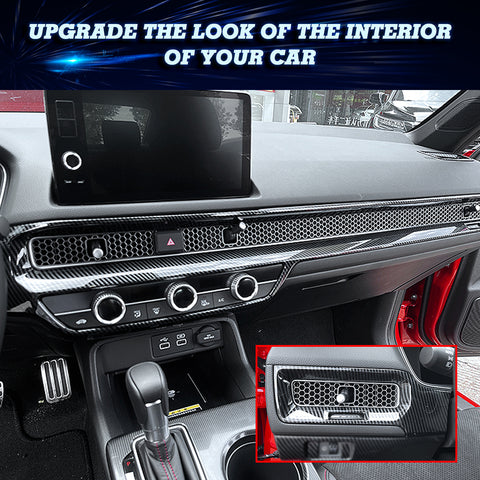 2x Carbon Fiber Pattern Dashboard AC Air Outlet Cover Trim For Honda Civic 2022