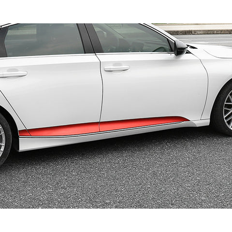 6pcs Red / Matte Black Vinyl Car Door Side Stripe Sticker Lower Door Panel Decal Molding Trim for Honda Accord 2018 2019