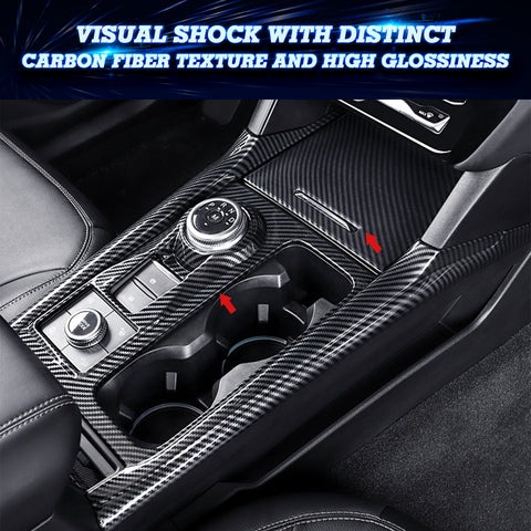 Carbon Fiber Style Center Gear Shift Box Trim Decal For Ford Explorer 2020-2023