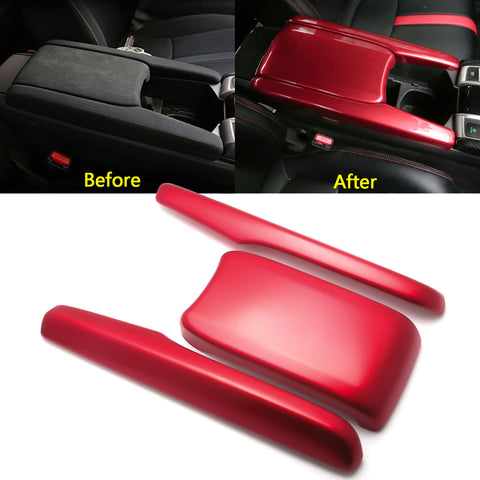 Red Center Console Armrest Box Panel Decor Cover Trim Protector Cap For Honda Civic 2016 2017 2018 2019 2020 10th Generation Insight EX 2019-2022 Interior Accessories