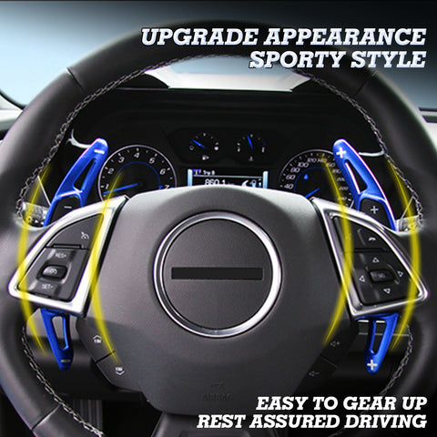 Blue Alloy Steering Wheel Extension Paddle Shifter For Chevrolet Corvette Camaro