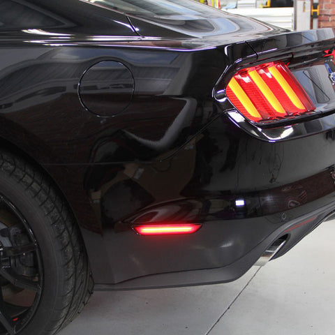 Set Red Rear Bumper Side Marker Light Smoked Lens Reflector for Ford Mustang 2015-2019, Direct Replace OEM Side Marker Lamp Kit Assembly