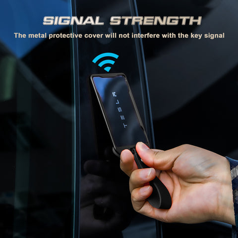 Black Aluminum w/Keychain Key Card Holder Protector For Tesla Model 3, Y, S, X