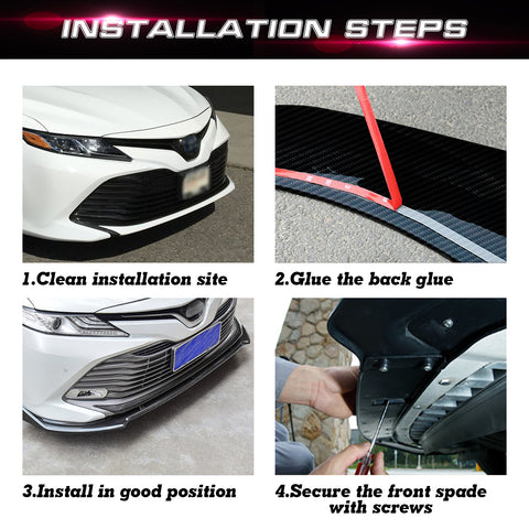 Black Carbon Fiber Style Front Bumper Lip Splitter Trim For Camry SE XSE 2018-up