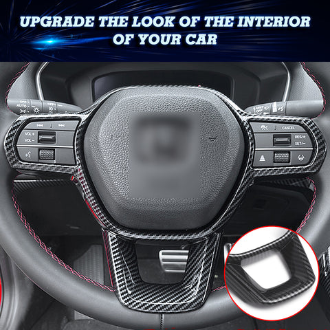 Carbon Fiber black Style Inner Steering Wheel Cover Trim For Honda Civic 11th Gen 2022-2024