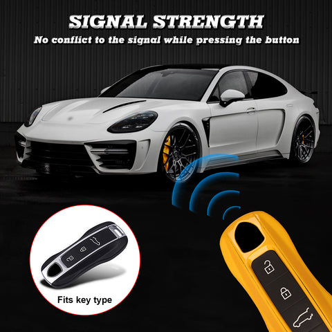 Yellow Remote Control Key Fob Cover Hard Shell w/Keychain For Porsche Cayenne Panamera 2018+