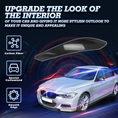 4pcs Interior Door Pull Handle Armrest Grab Cover Trim Strip For BMW 3 4 Series F30 F31 F34 F36, Carbon Fiber Style