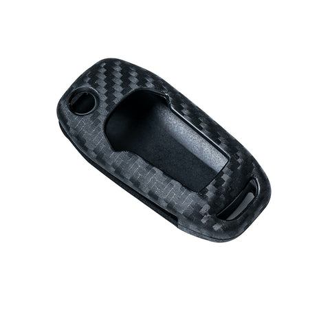 Carbon Grain TPU Key Fob Cover Case with Keychain for Ford F-150/F-Series Flip Key 2015-up