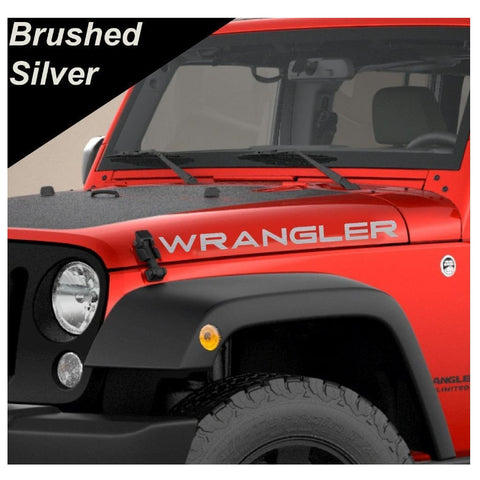 2 x Black/ Brushed Silver/ Red/ White WRANGLER Letter Decal Hood Vinyl Sticker for Jeep Wrangler Rubicon CJ YJ TJ JK JL