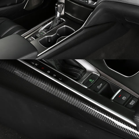 ABS Carbon Fiber / Red ABS Car Console Gear Shift Panel Cover Trim for Honda Accord 2018 2019