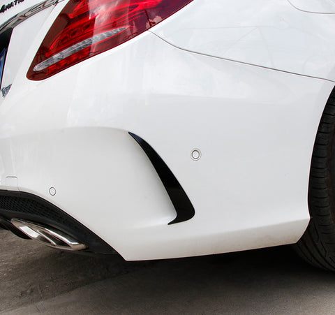 Glossy Black Rear Bumper Air Vent Spoiler Splitter Canard Insert Cover Trim Fit For Mercedes Benz W205 C-Class 4 Door Sedan C43 C63 AMG C180 C200 C300 2015+