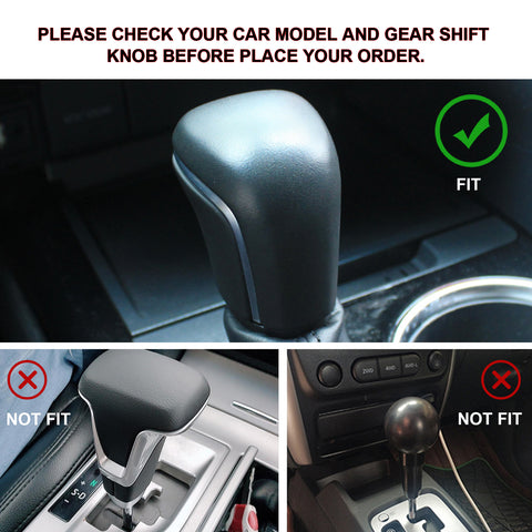 Central Console Gear Shift Head Knob Automatic Transmission Shifter Lever DIY Leather Sewing Protector Cover Decoration,Black Red with Red Stitches, Compatible with Toyota Camry 2018-2022