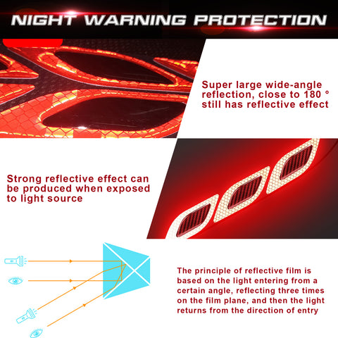 3D Red Carbon Fiber Look PVC Fender Bumper Hood Reflective Strip Stickers Universal