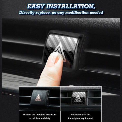 Carbon Fiber Style Stainless Emergency Light Switch Cover Trim For Toyota Camry 2018-2020