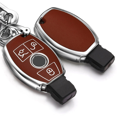 For Mercedes Benz Key Fob Cover, Key Fob Case for Mercedes Benz C E M S CLA CLS CLK GLC GLK G Class Soft TPU Full Cover Protection Smart Remote Keyless Entry Key Fob Shell, Brown