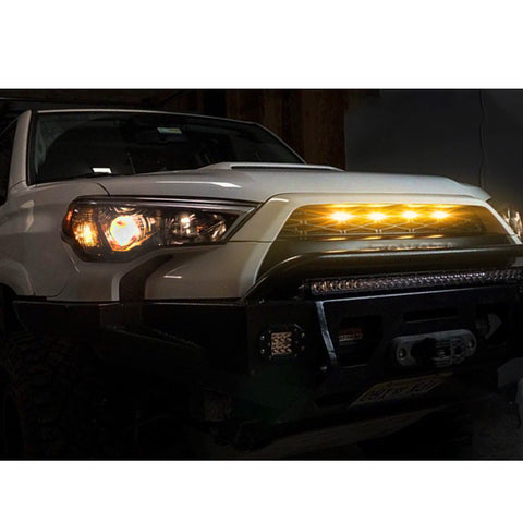 4pcs Smoked Lens Front Center Grille Amber LED Light Kit for Toyota 4Runner w/TRD Pro Grille 2014-2019, Including SR5, TRD off-road, Limited, TRO Pro
