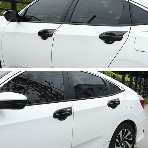 12pcs Carbon Fiber Pattern Car Side Door Handle Cover + Door Handle Bowl Panel Cover Set for Honda Civic 2016-2019
