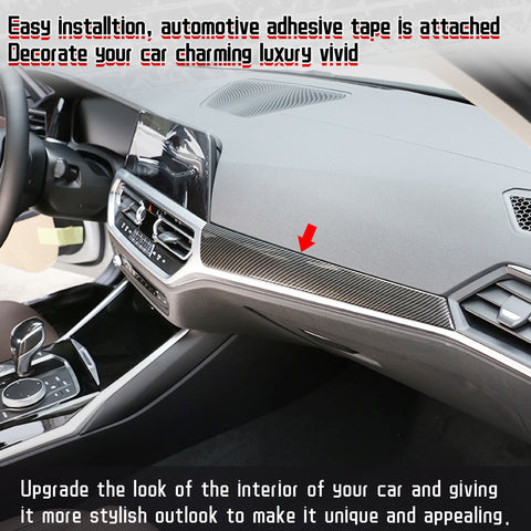 2X Interior Carbon Fiber Texture Dashboard Strip Trim For BMW G20 G21 2019-2021