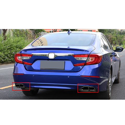 Stainless Steel Rear Cylinder Exhaust Output Tailpipe Frame Cover Trim for Honda Accord 2018 2019
