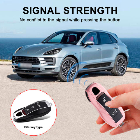 Gloss Pink ABS Smart Key Fob Cover Holder For Porsche Macan Carrera 911 Cayenne