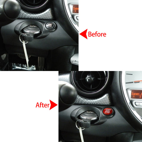 Carbon Fiber Car Engine Start Button Sticker Interior Ignition Trim Decal for Mini Cooper R55 R56 R57 R58 R59 R60 R61 Accessories (Red)
