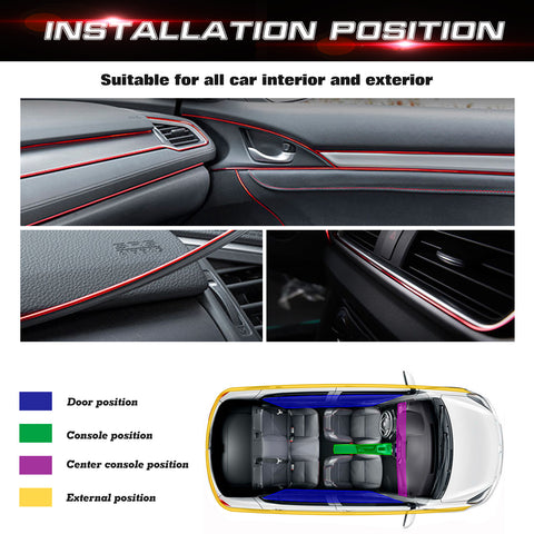 16ft Red Car Interior Door Gap Edge Line Insert Molding Trim Strip Accessories