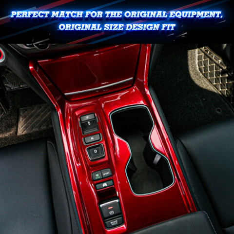 2PCS Glossy Red Gear Shift Box+Cigarette Lighter Trim Kit For Honda Accord 18-22