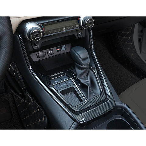 Full Set Carbon Fiber Style Console Gear Shift Box Cover For Toyota RAV4 2019-up