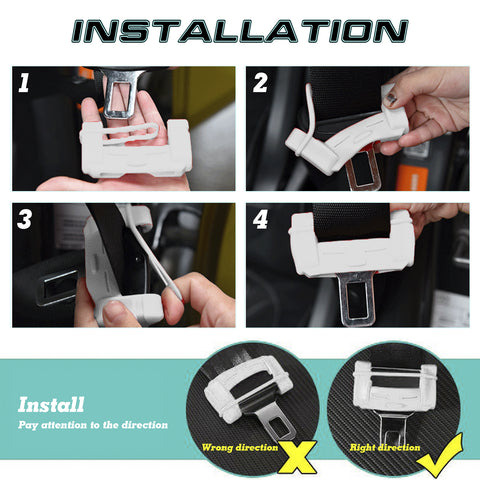 2PCS White Night Glow Warning Anti-Scratch Seat Belt Buckle Clip Cover Protector