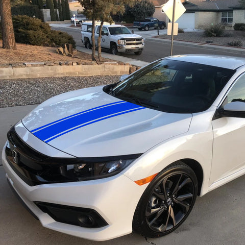 3X Blue KK Vinyl Front Hood Bumper Fender Trunk Stripe Stickers Decal For Car