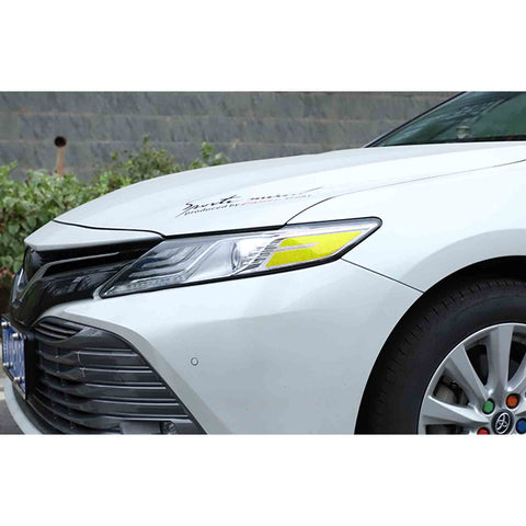 2pcs Yellow Reflective Headlight Sticker Headlamp Warning Safety Overlay Decal for Toyota Camry 2018 2019
