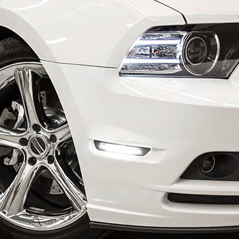 2x Smoked Lens Amber / White LED Front Side Marker Light Lamp Kit for Ford Mustang 2010-2014, Direct Replace, Super Bright 27-SMD