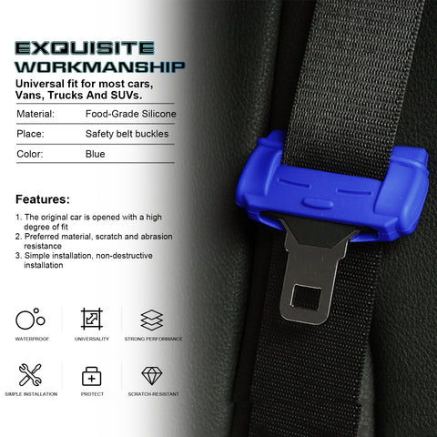 2X Blue Anti-Scratch Car Seat Belt Buckle Clip Protector Safety Cover Universal