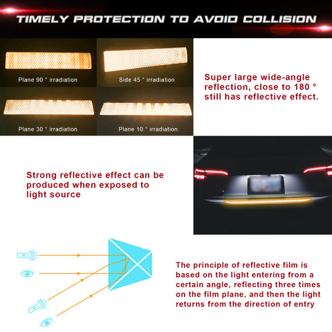 Orange Glowing Reflective Rear Bumper Guard Anti-Scratch Sticker Strips for Cars