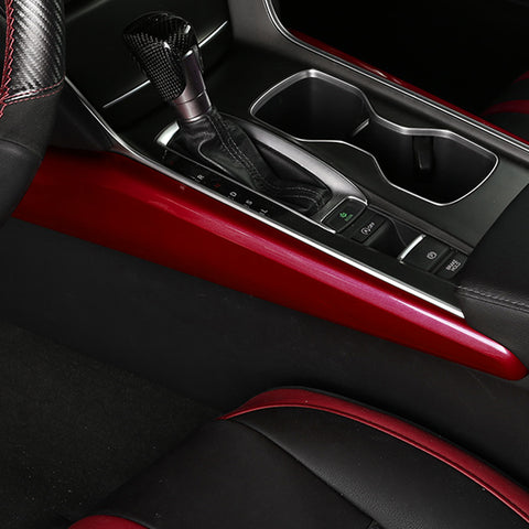 ABS Carbon Fiber / Red ABS Car Console Gear Shift Panel Cover Trim for Honda Accord 2018 2019