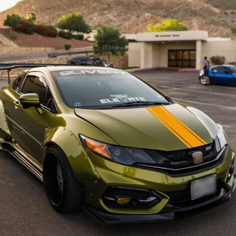 3X Yellow KK Vinyl Front Hood Bumper Fender Trunk Stripe Sticker Decal For Car