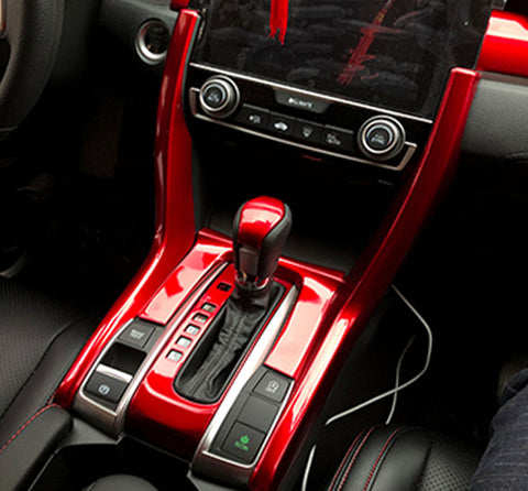 Red Interior Center Consoles Gear Shift Panel Side Molding Strip Cover Decoration Trim for Honda Civic 10th Gen 2016 2017 2018 2019 2020