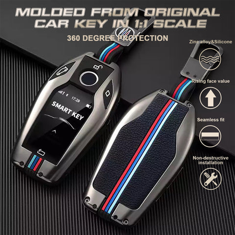 Hard Zinc Alloy Full Cover W/Keychain Key Holder Shell For BMW 5 6 7 Series X3 X4 I8 M