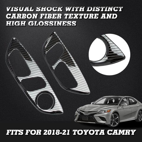 Carbon Fiber Texture Stainless Steel Seat Handle Panel Cover For Toyota Camry 2018-2024
