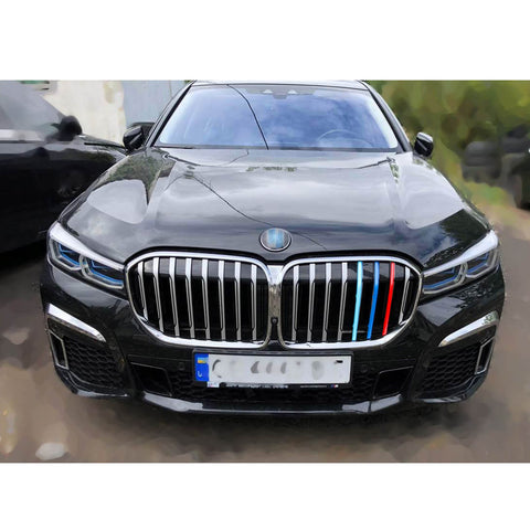 3pcs M-colored Grille Kidney Insert Trims Stripe Cover for BMW G11 7 Series LCI 2020-up (8 Beam Bars)