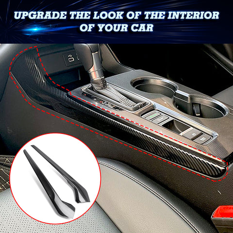 2pcs Carbon Fiber Pattern Gear Shift Both Side Cover Trim For Honda Civic 2022