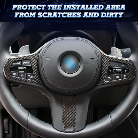 Carbon Fiber Look Steering Wheel Moulding Trim Kit For BMW 3 Series G20 2019-21