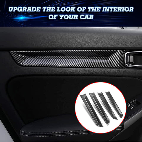 4x Carbon Fiber Pattern Side Door Strip Cover Trim For Honda Civic 11th Gen 2022