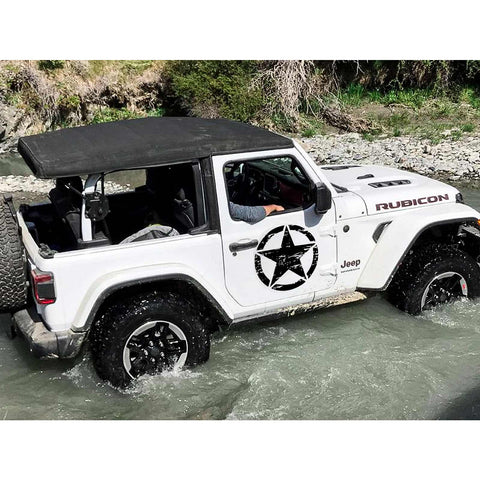 For Jeep Front Hood Sticker - Black/ White/ Yellow Army Military Star Vinyl Graphic Decal for Car Body Trunk Side Fender Door Bumper