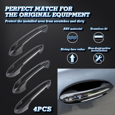 4X Carbon Fiber Style Door Handle Bezel Cover DecorFor BMW 5 Series G30 2018-up