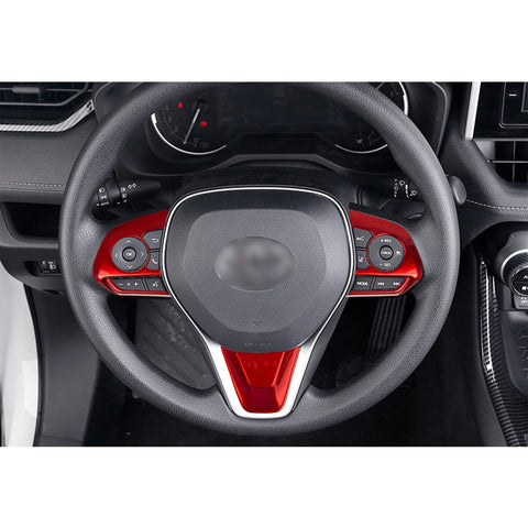 Set Sporty Red Dashboard Side Air Vent Gear Shift Lever Water Cup Holder Steering Wheel Panel Accessories Cover Trim Combo Kit, Compatible with Toyota Rav4 2019-2024