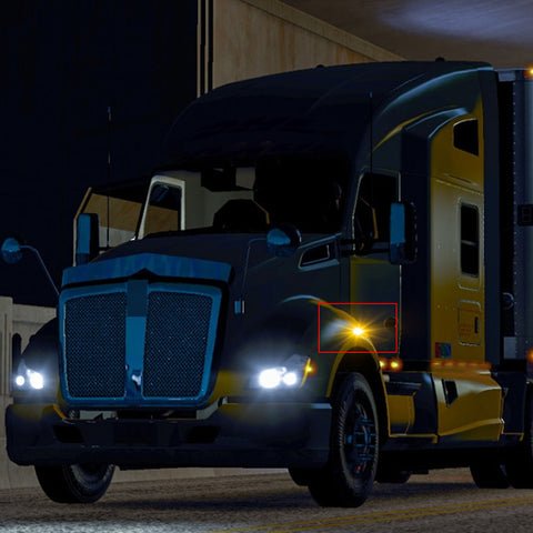 Clear Lens Chrome Amber LED Wheel Fender Side Marker Light Truck Signal Lamps For Kenworth T680 T700 T880 Peterbilt 567 Set-Back Axle models