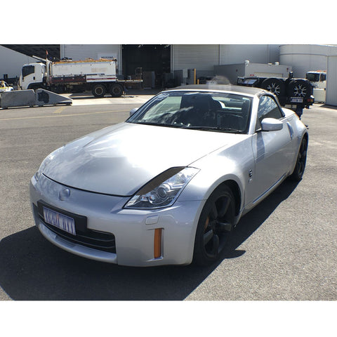 for Nissan 350Z Z33 FAIRLADY 2003-2009 Headlight Eyebrows Eye Lid Cover Trim, Carbon Fiber Headlamp Eyelid Overlay Sticker