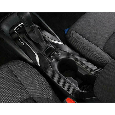 5pcs Carbon Fiber Pattern Stainless Steel Car Gear Shift Knob Console Panel Trims Cover Cup Holder Frame Cover for 2019 2020 2021 Toyota Corolla ((Regular Gasoline Version, Not fit Hybrid Version))