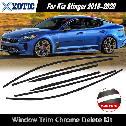 Set(6pcs) Matte Black Vinyl Pre-Cut Window Strip Cover For Kia Stinger 2018-2020